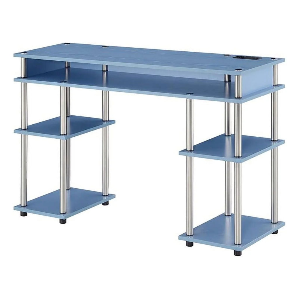 Baby Blue Wood Student Desk with Charging Station S24543