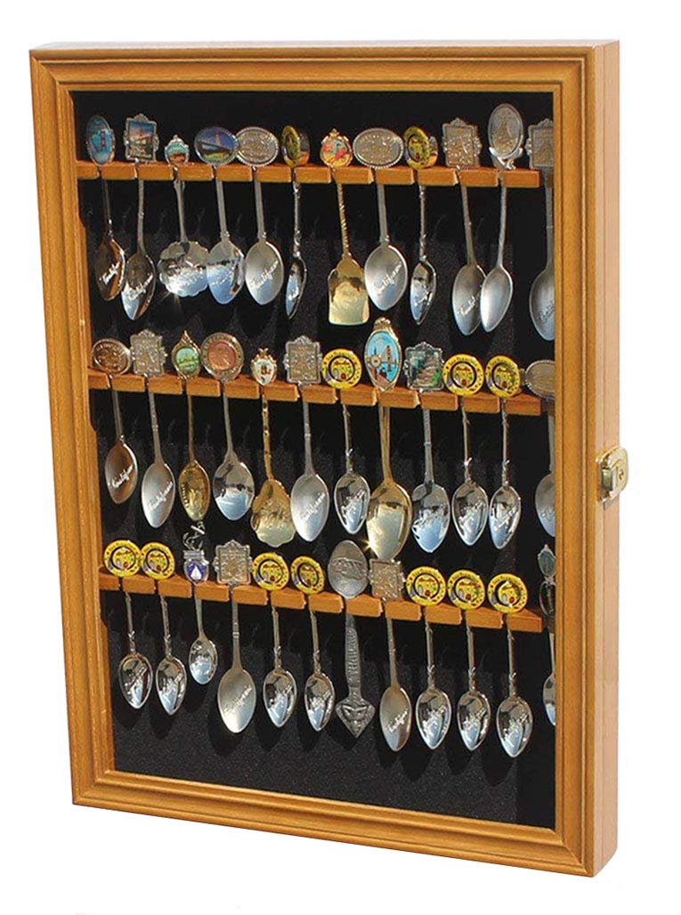 Lockable Glass Door Oak Finish Tea Spoon Display Case M82881