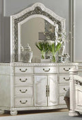 Antique White Wood Dresser with Mirror Set Q6675