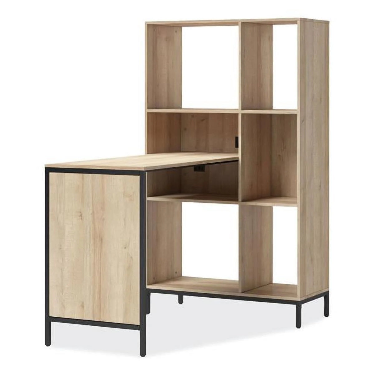 48.3 x 31.75 x 55.25 in. Desert Ash & Black Home Office Workstation D8416