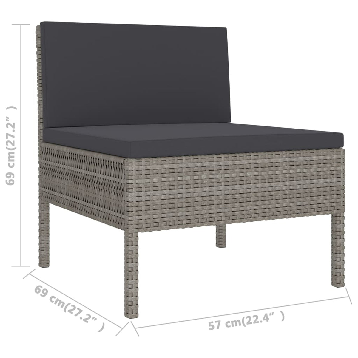 3 Piece Poly Rattan Outdoor Sectional Sofa Set with Cushions Steel Frame W660286
