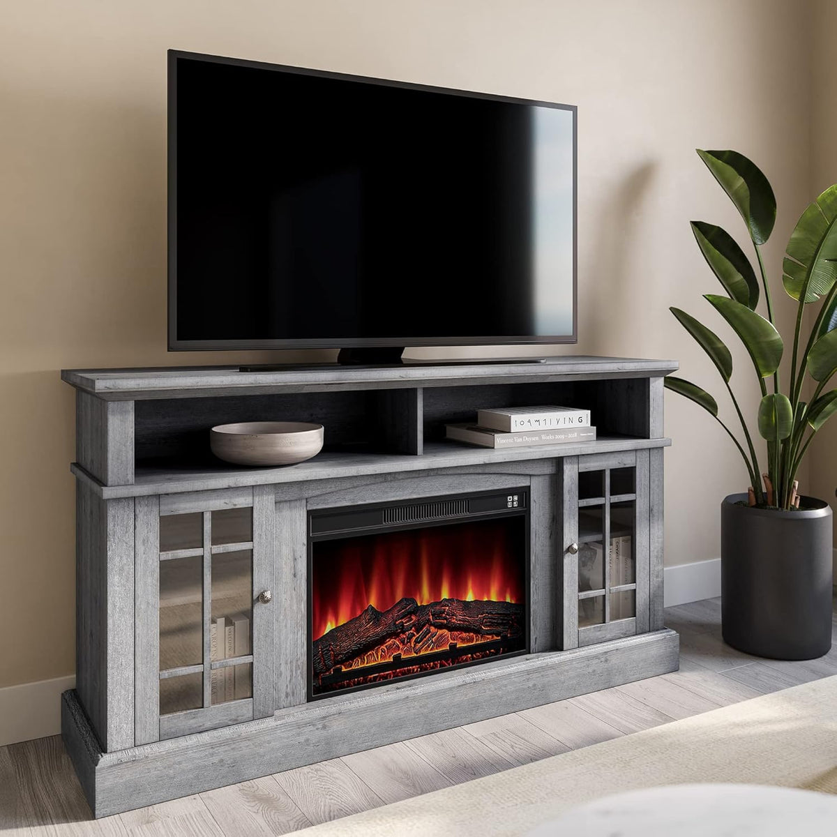 Rustic Electric Fireplace TV Stand for TVs up to 65 Inches A4902