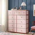 Pink 12 Drawer Dresser with Wood Top W1109