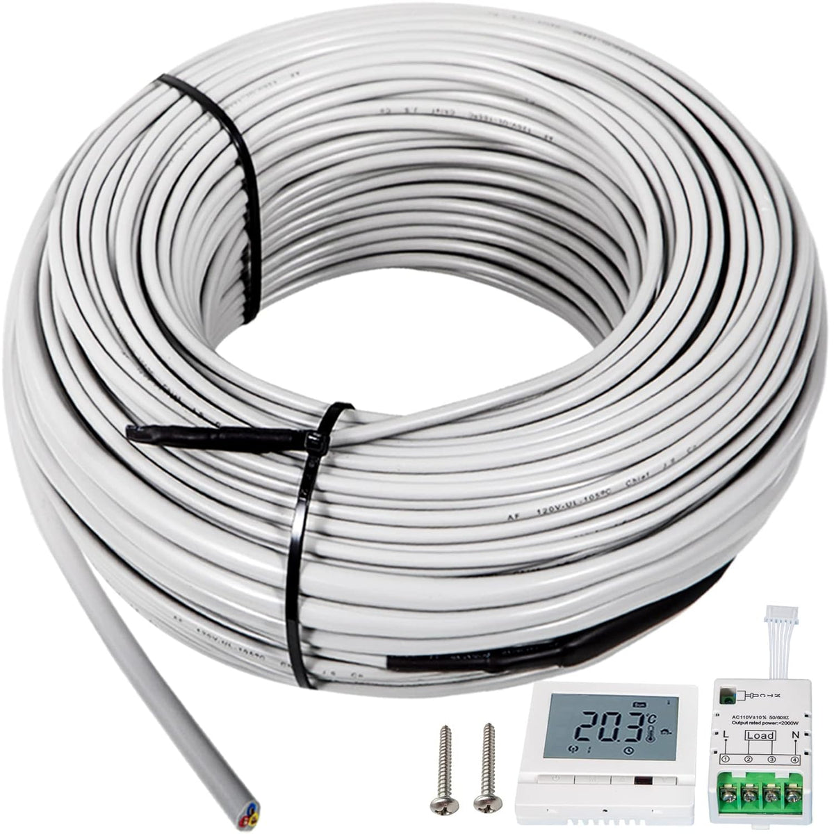 Floor Heating Cable 145.3 Square Feet with Temperature Control Panel X527254