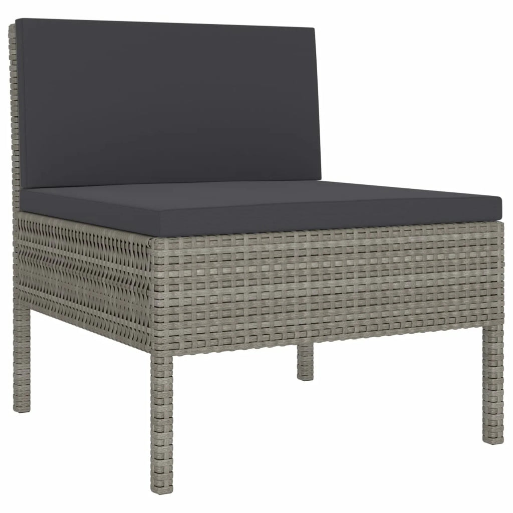 3 Piece Poly Rattan Outdoor Sectional Sofa Set with Cushions Steel Frame W660286