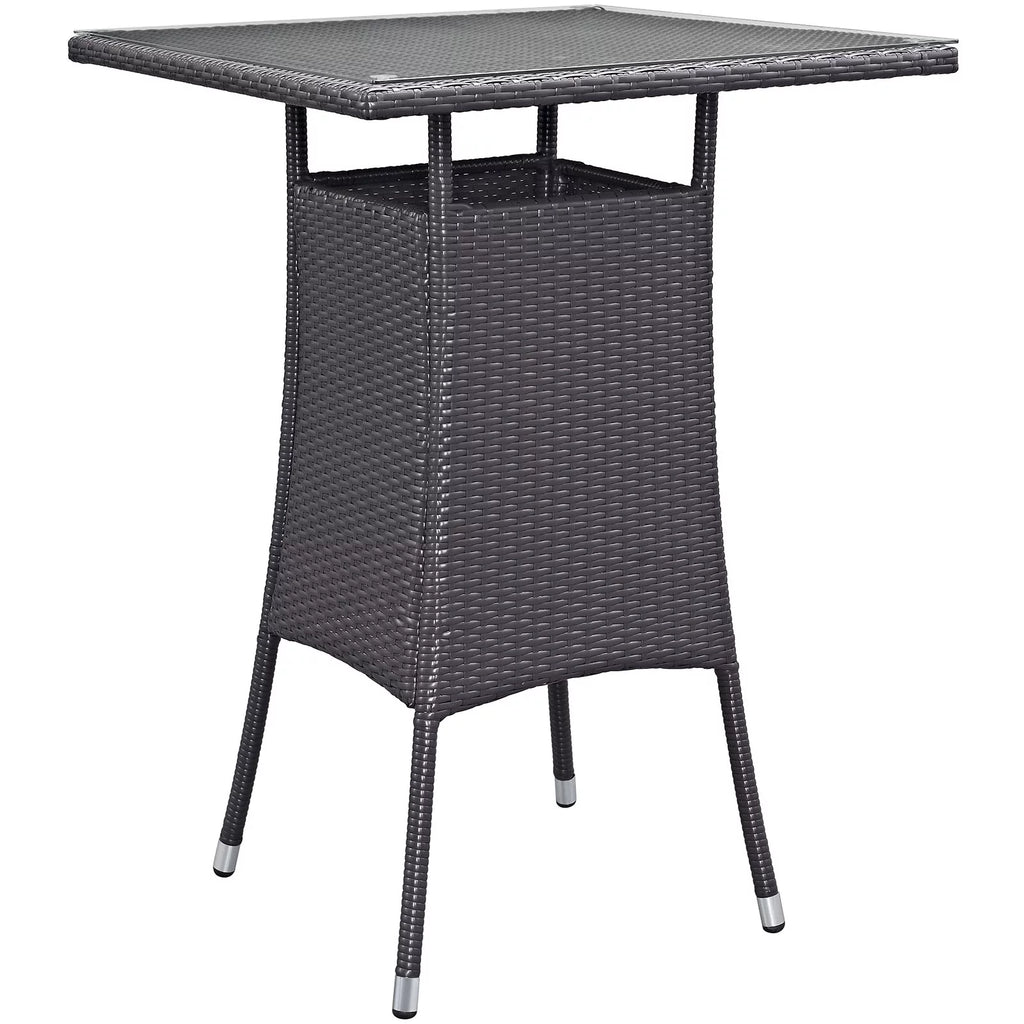 White Rattan 5 Pc Outdoor Patio Bar Table and Chairs Set M309811