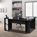 Black L-Shaped Corner Computer Desk with Bookshelves U450540
