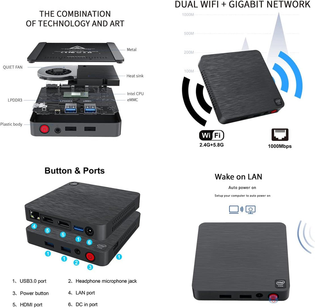 Windows 10 Mini Computer with 4G DDR and 64G eMMC D263