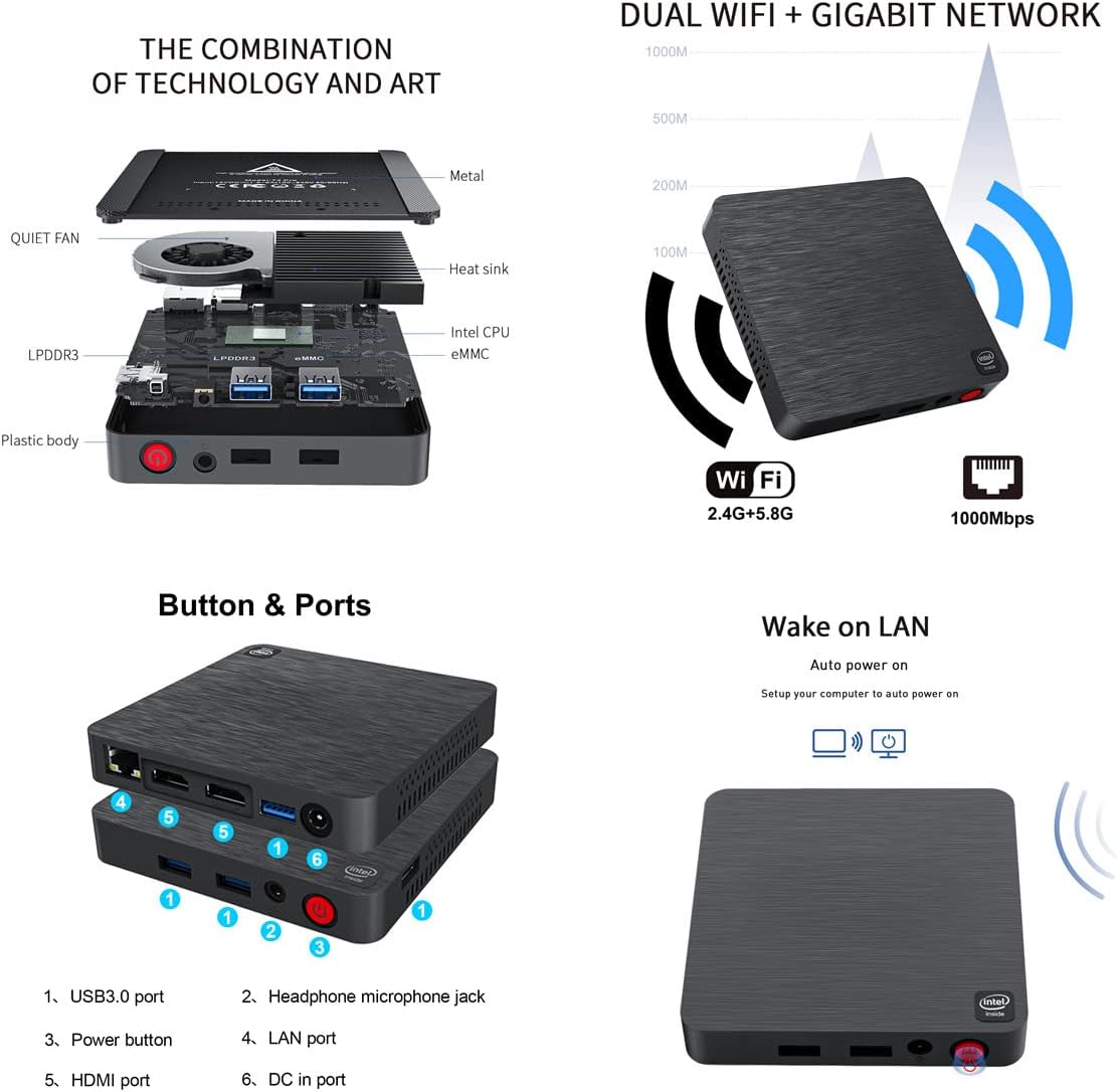 Windows 10 Mini Computer with 4G DDR and 64G eMMC D263
