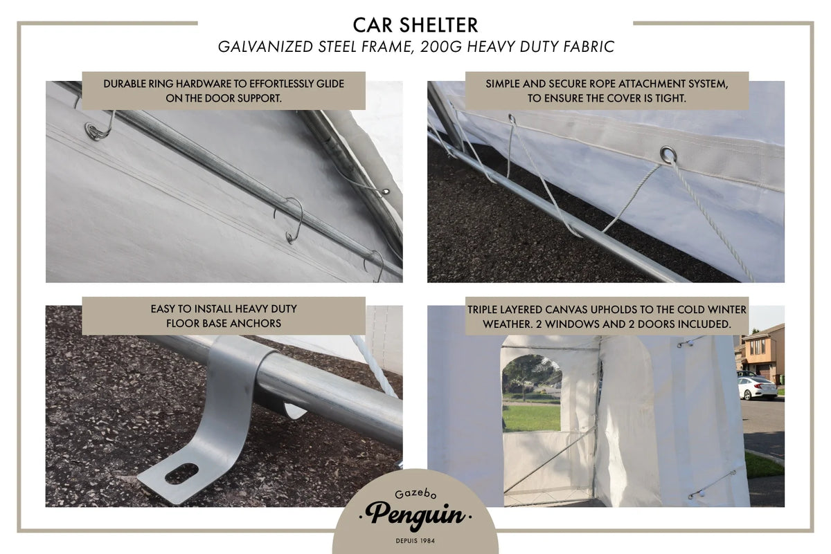 Double Car Shelter 18 ft x 20 ft E5123