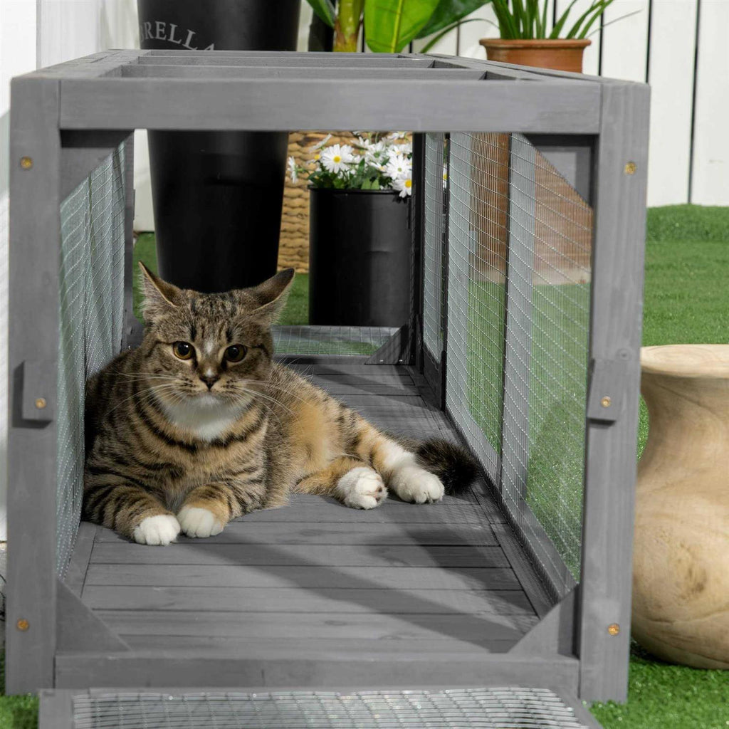 Wooden Outdoor Cat Tunnel with Weather Protection T464