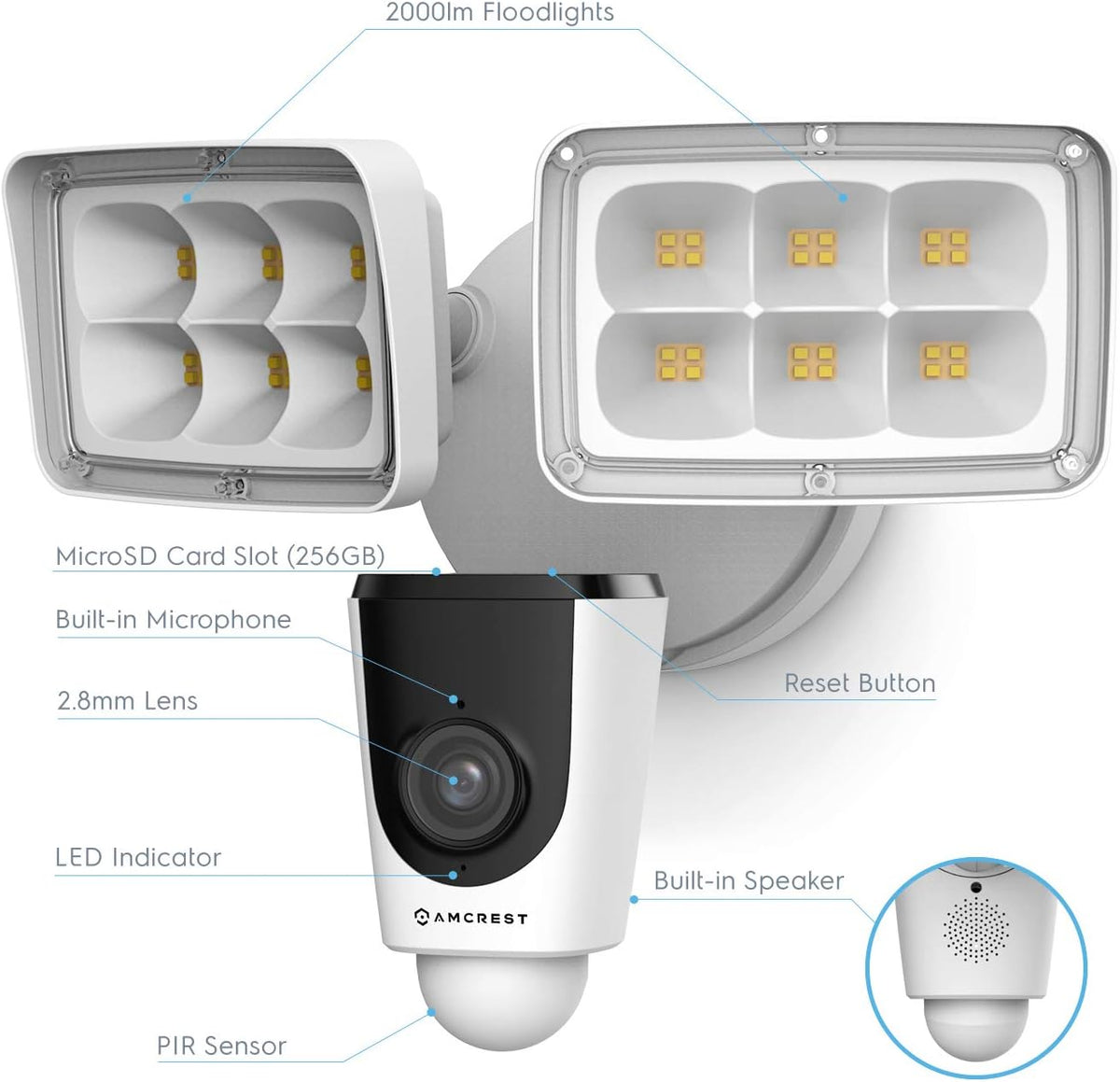 1080P Wireless WiFi Outdoor Security Camera with Flood Light R387384