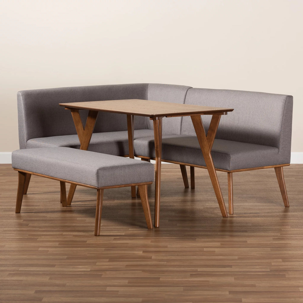 Grey Fabric Upholstered 4-Piece Dining Nook Set C1630