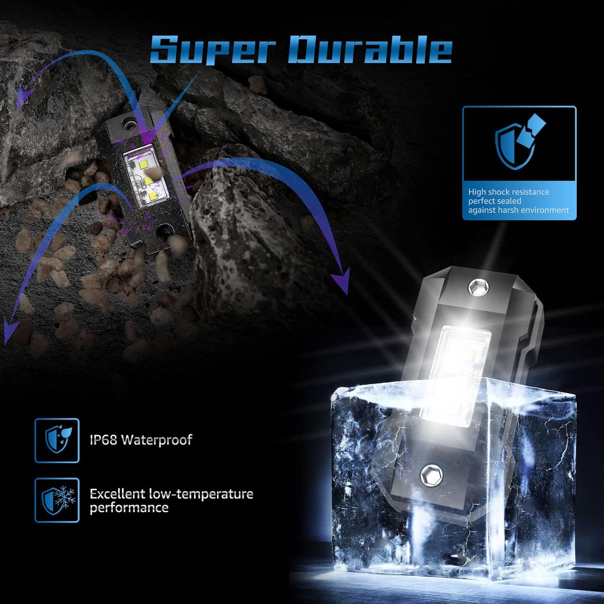 White 16 Pod Waterproof LED Rock Lights for Car Truck SUV Offroad Boat ATV UTV W171