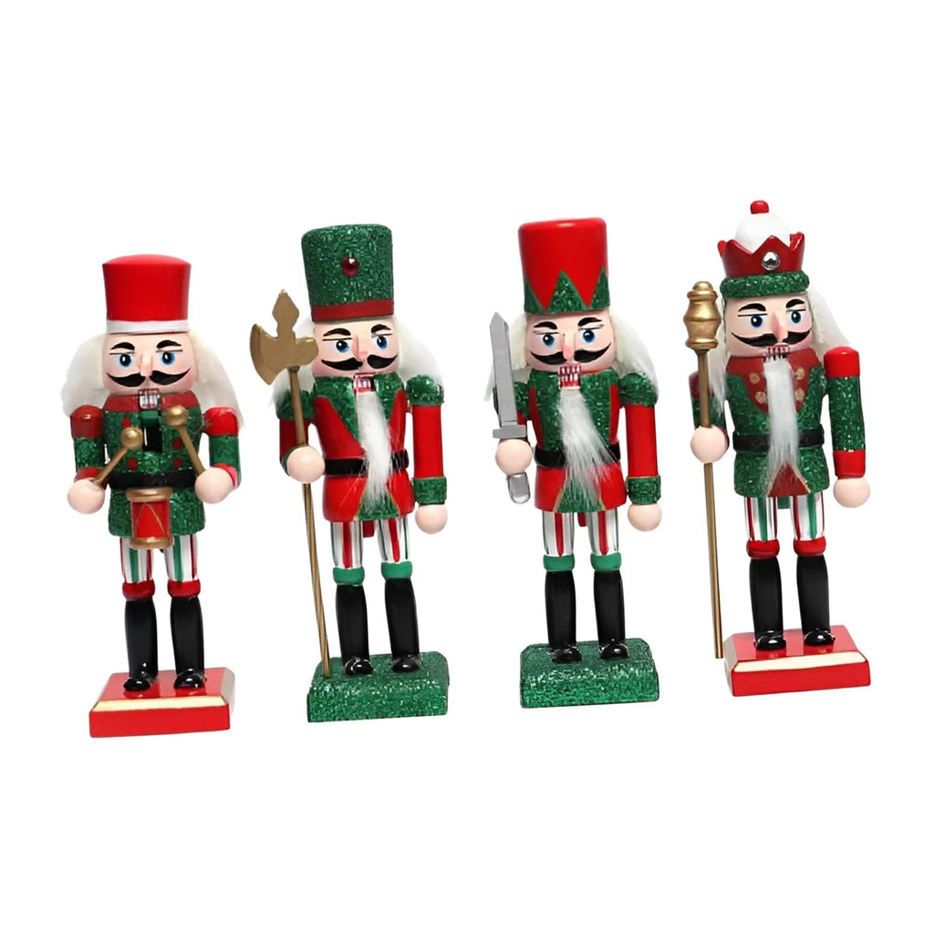 18cm 4 Pieces Wooden Nutcracker Soldier Table Decoration D301