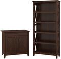 Pure White Oak Secretary Desk with Storage and 5 Shelf Bookcase D1194