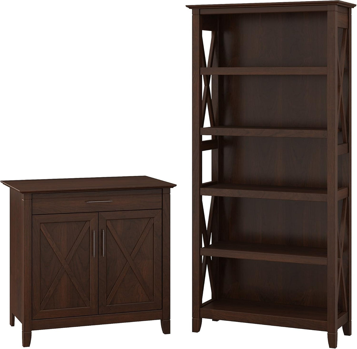 Pure White Oak Secretary Desk with Storage and 5 Shelf Bookcase D1194