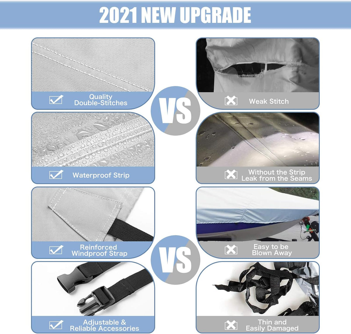 Waterproof Heavy Duty 17-19ft 600D Oxford Boat Cover C61550