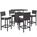 White Rattan 5 Pc Outdoor Patio Bar Table and Chairs Set M309811