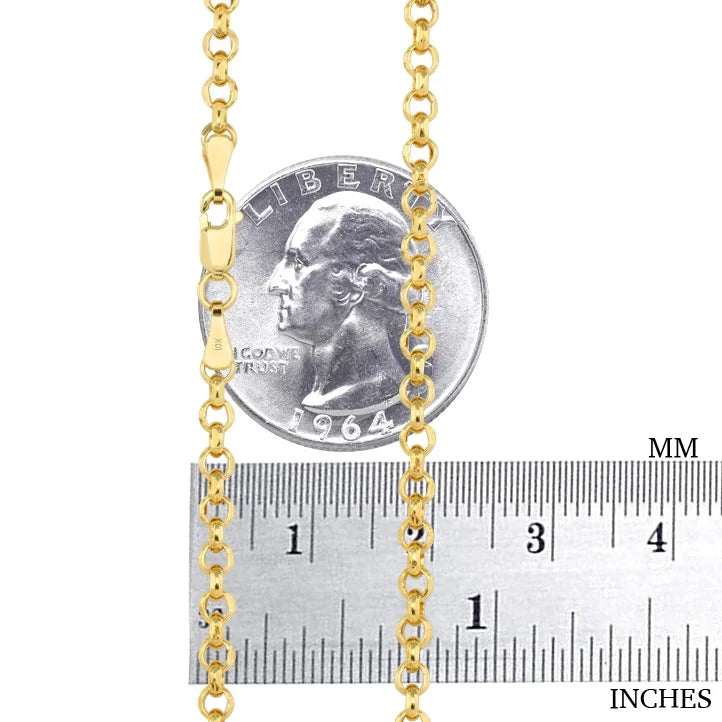 10k Yellow Gold 3mm Rolo Chain Pendant Necklace 16" - 30" F3137