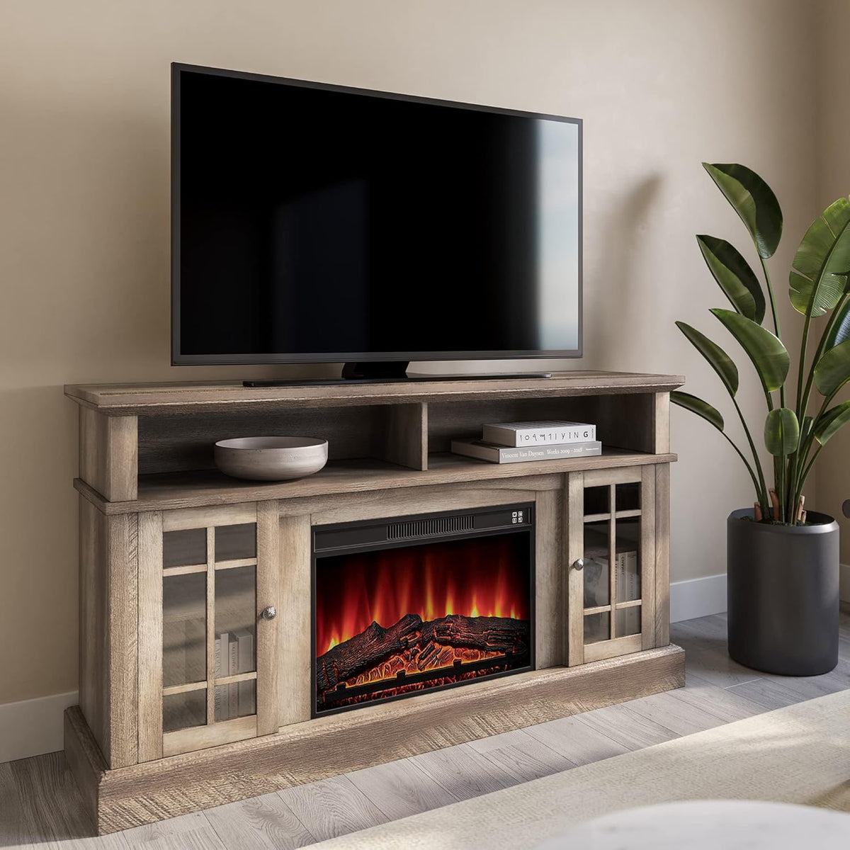 Rustic Electric Fireplace TV Stand for TVs up to 65 Inches A4902