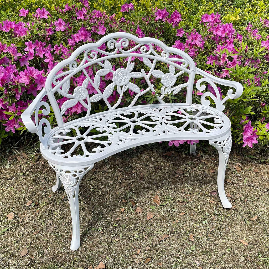 White Cast Aluminum Outdoor Bench O858