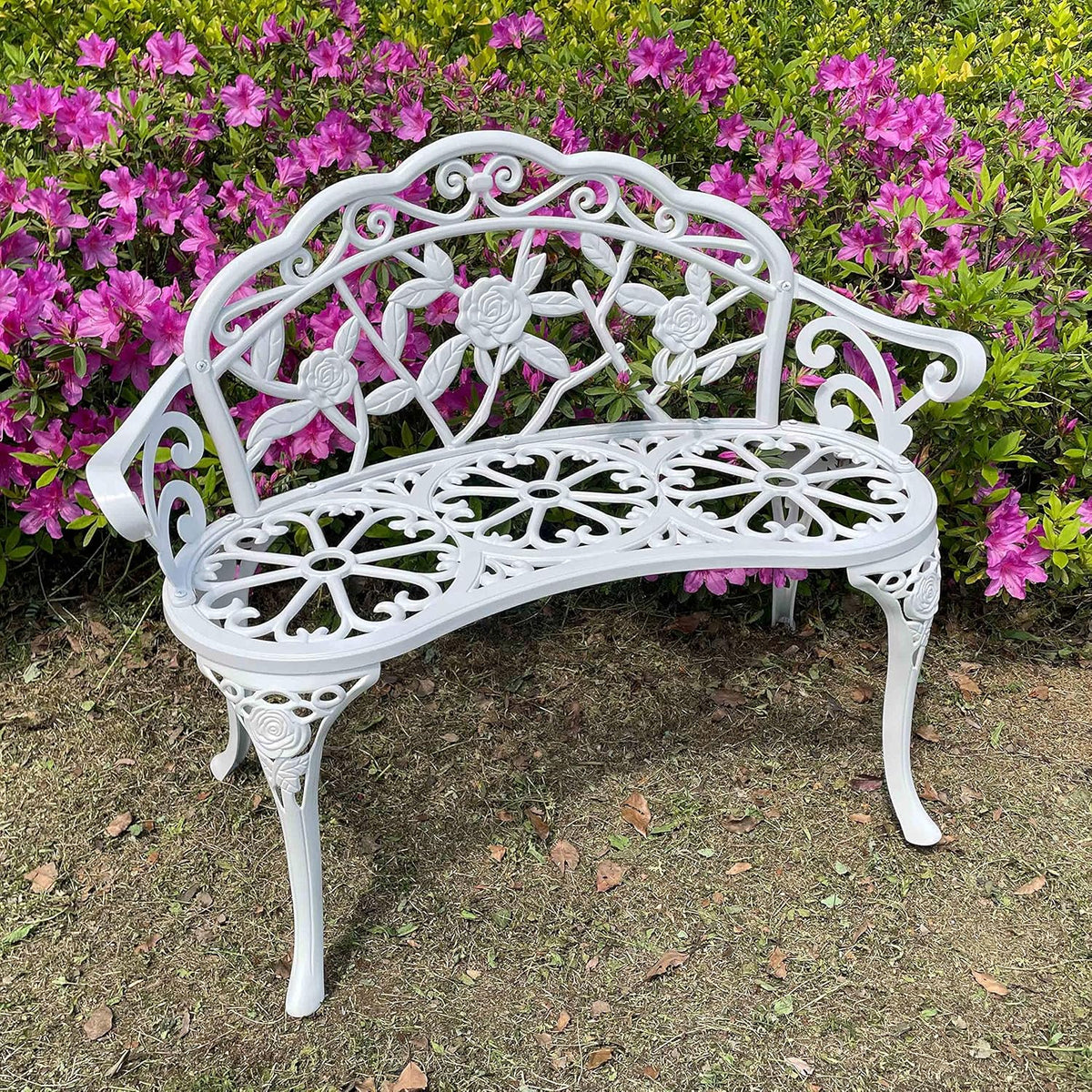 White Cast Aluminum Outdoor Bench O858