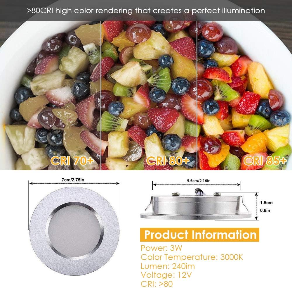 12V Waterproof Ultra-Thin LED Ceiling Light 3000K Warm White 12 Pack C7576