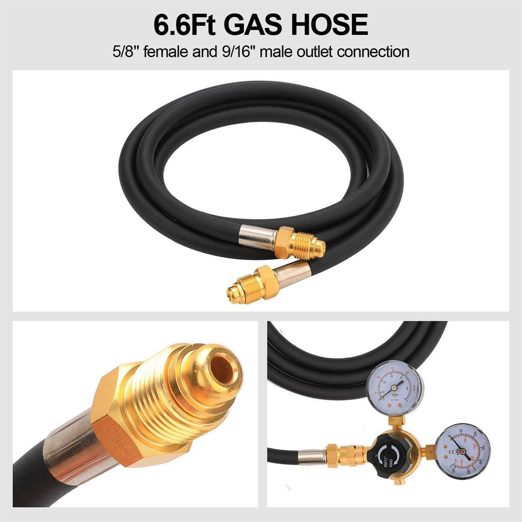 Argon CO2 Regulator Gauge Welding Gas Regulator with 6.6Ft Gas Hose H45730