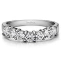 Seven Stone Shared Prong Contoured Wedding Ring In Sterling Silver With Moissanite K648