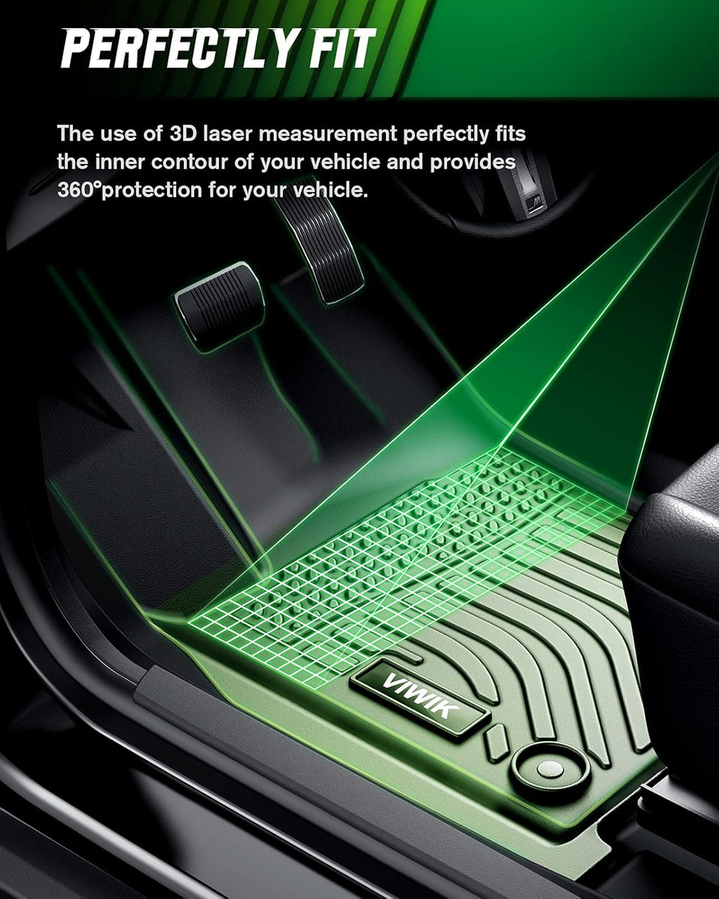 Black TPE All Weather Car Floor Mats Full Set X8166