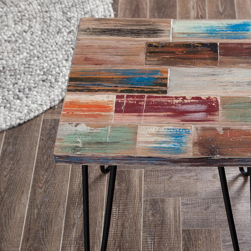 Reclaimed Wood End Table with Hairpin Legs B584722