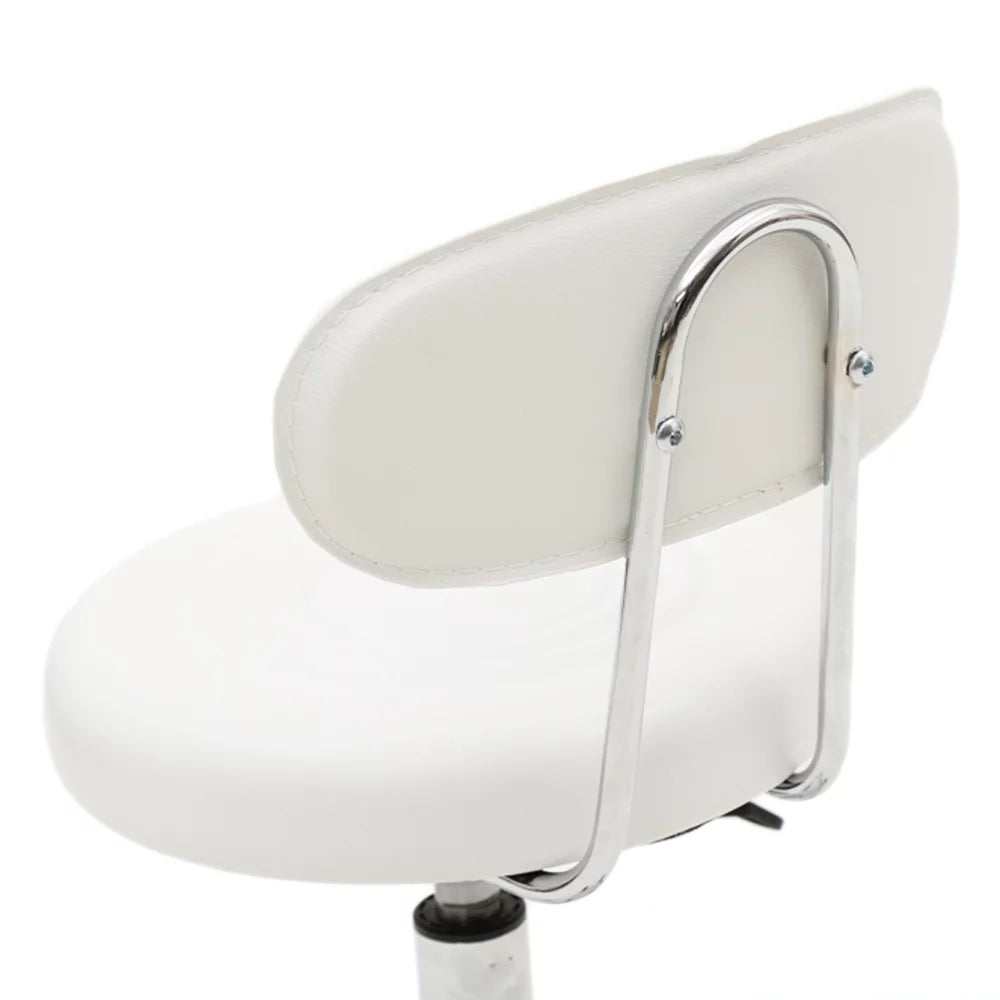 White Adjustable Swivel Bar Stool with Wheels L739