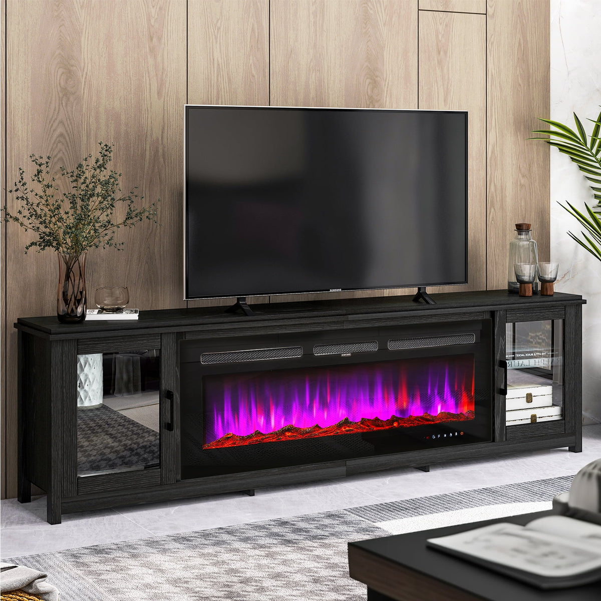 Black Fireplace TV Stand for TVs up to 90 N53412