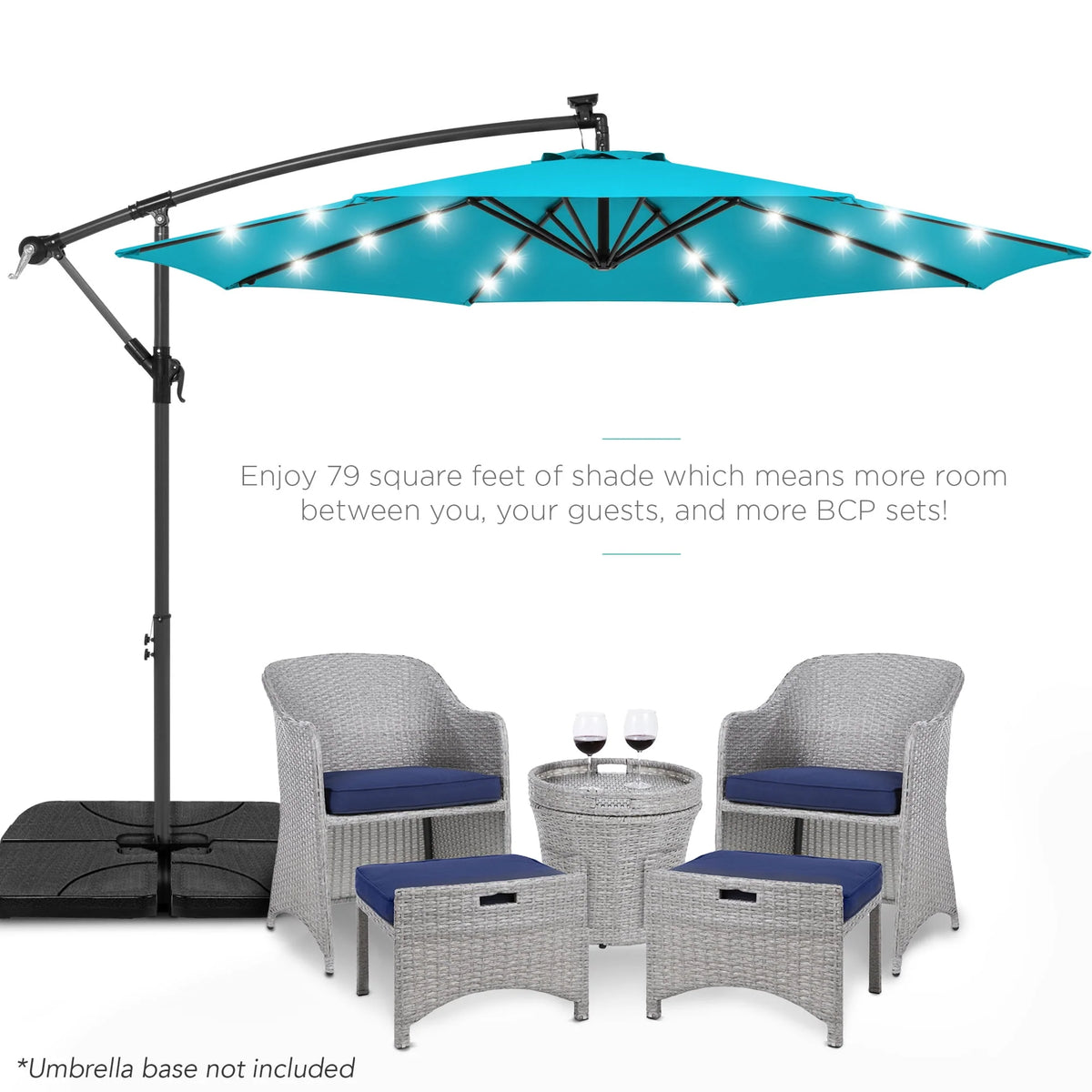 10ft Solar LED Offset Hanging Patio Umbrella K6308