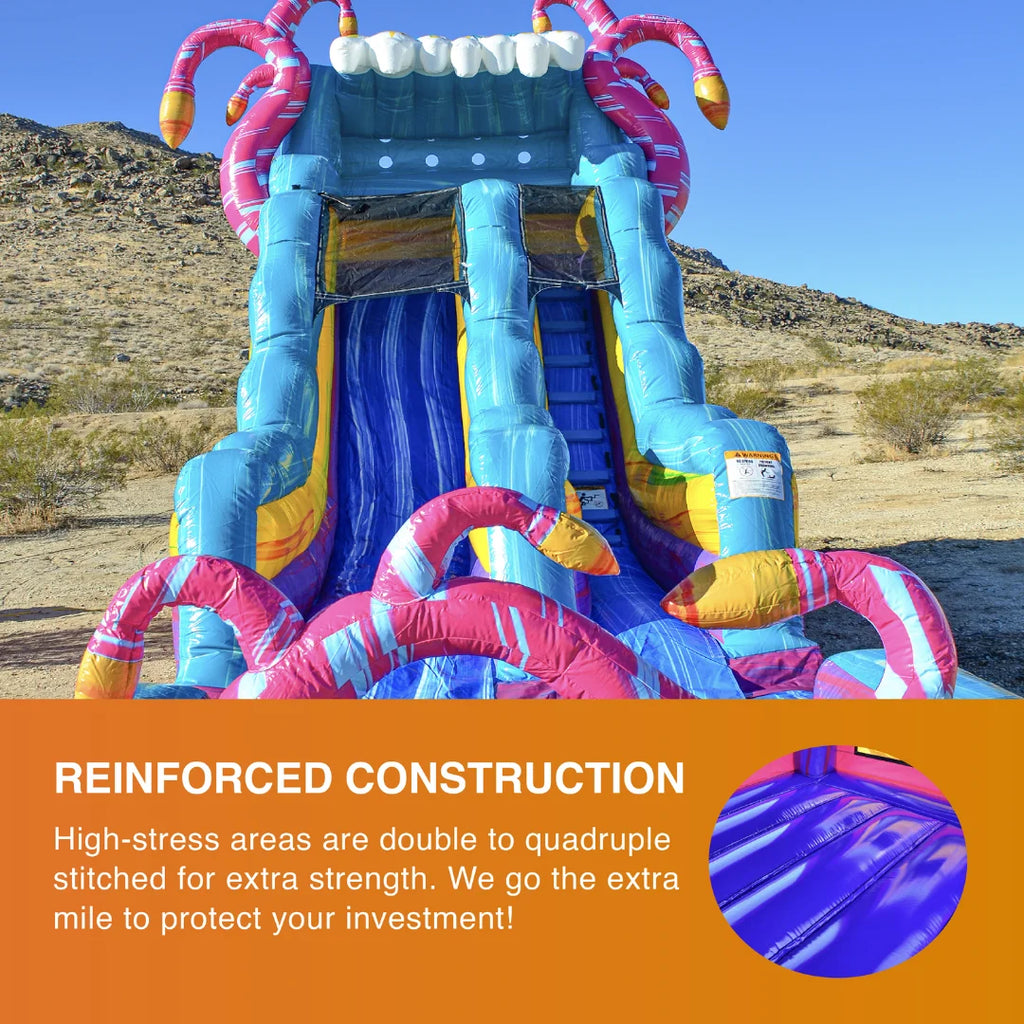 Commercial Grade Bounce House Inflatable with Water Slide and Pool Combo, Dual Lane Slide E133