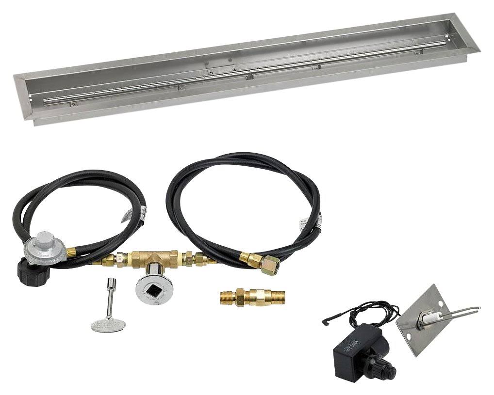 48x22 Linear Stainless Steel Drop-in Fire Pit Pan with Spark Ignition Kit X396