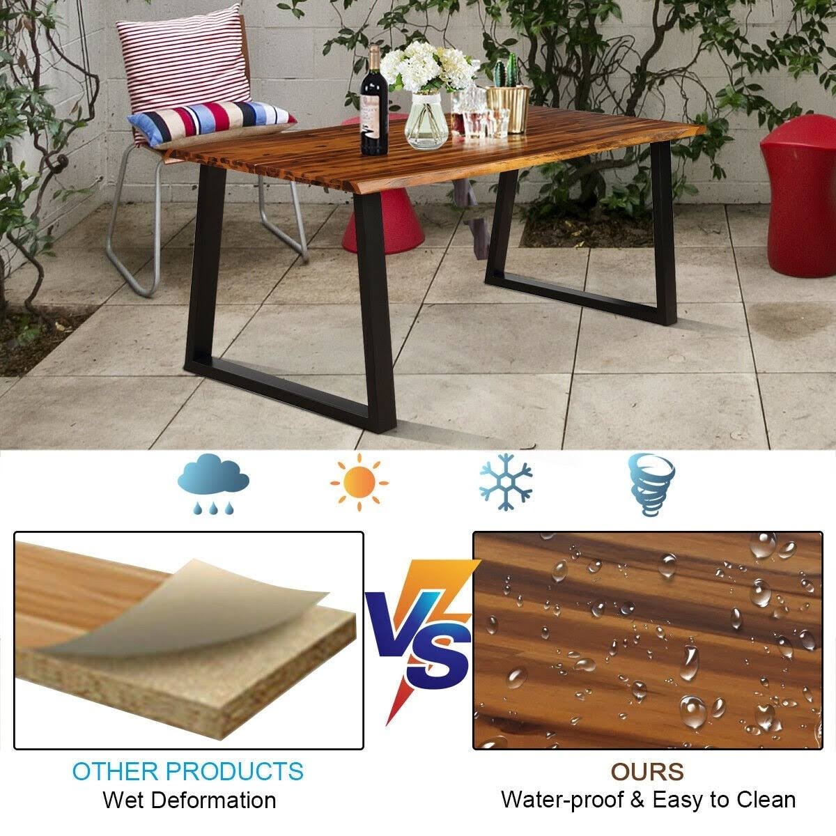 Brown Rectangular Acacia Wood Dining Table C8466