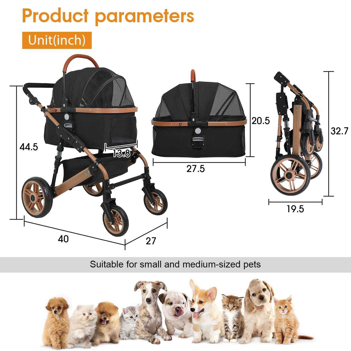 Folding 4 Wheels Pet Stroller B25648