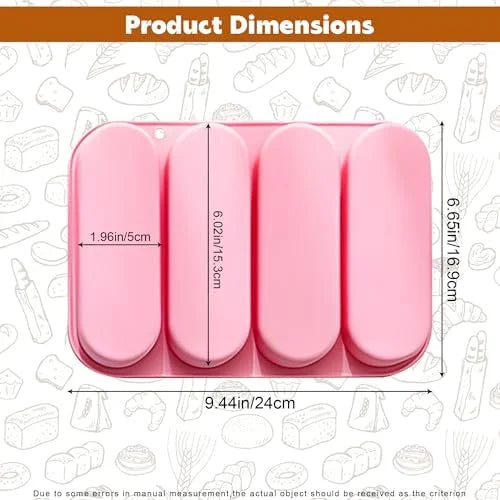 Non-Stick Silicone Hot Dog Bun Pan 4 Cup Baking Tray W182