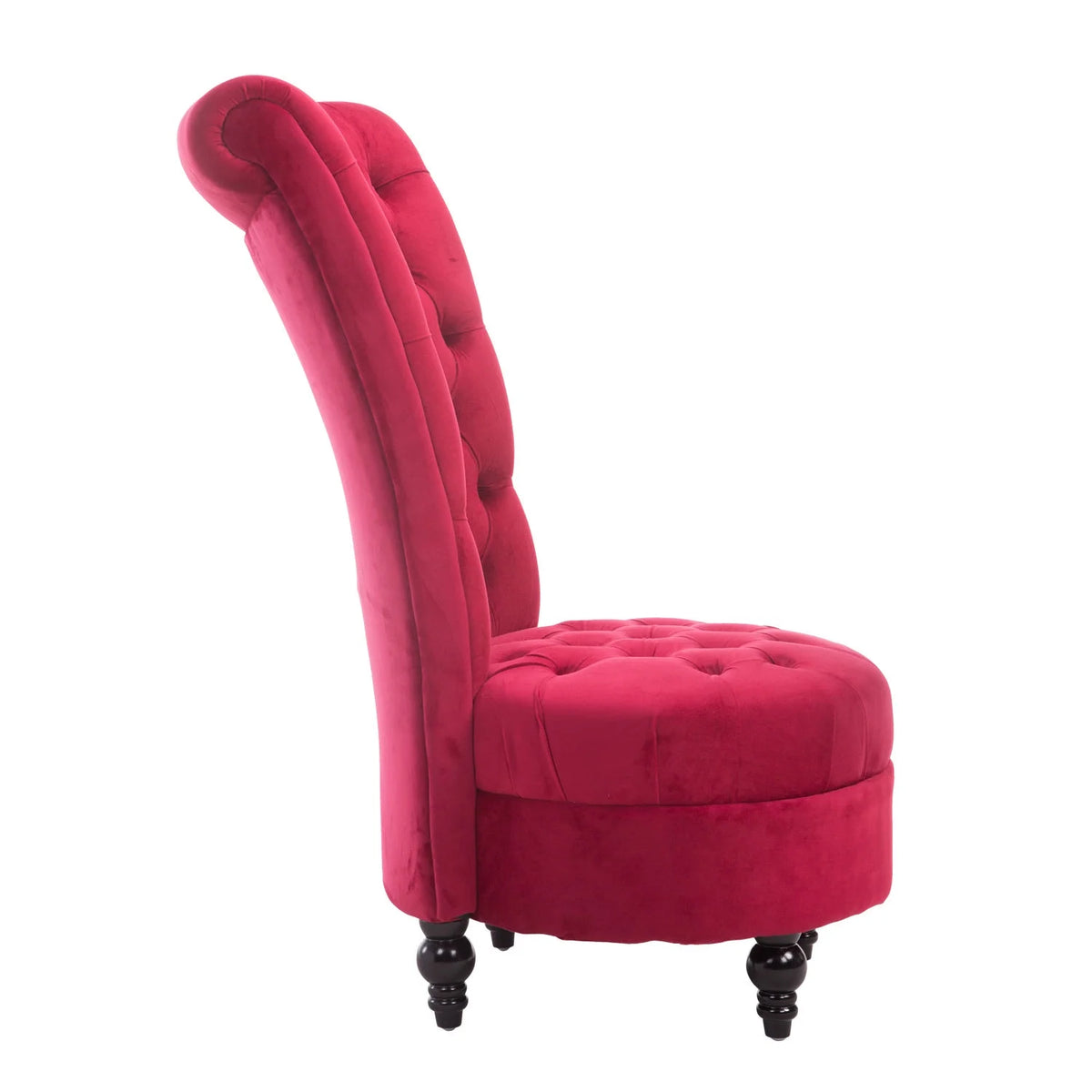 Retro High Back Armless Upholstered Tufted Accent Chair V245