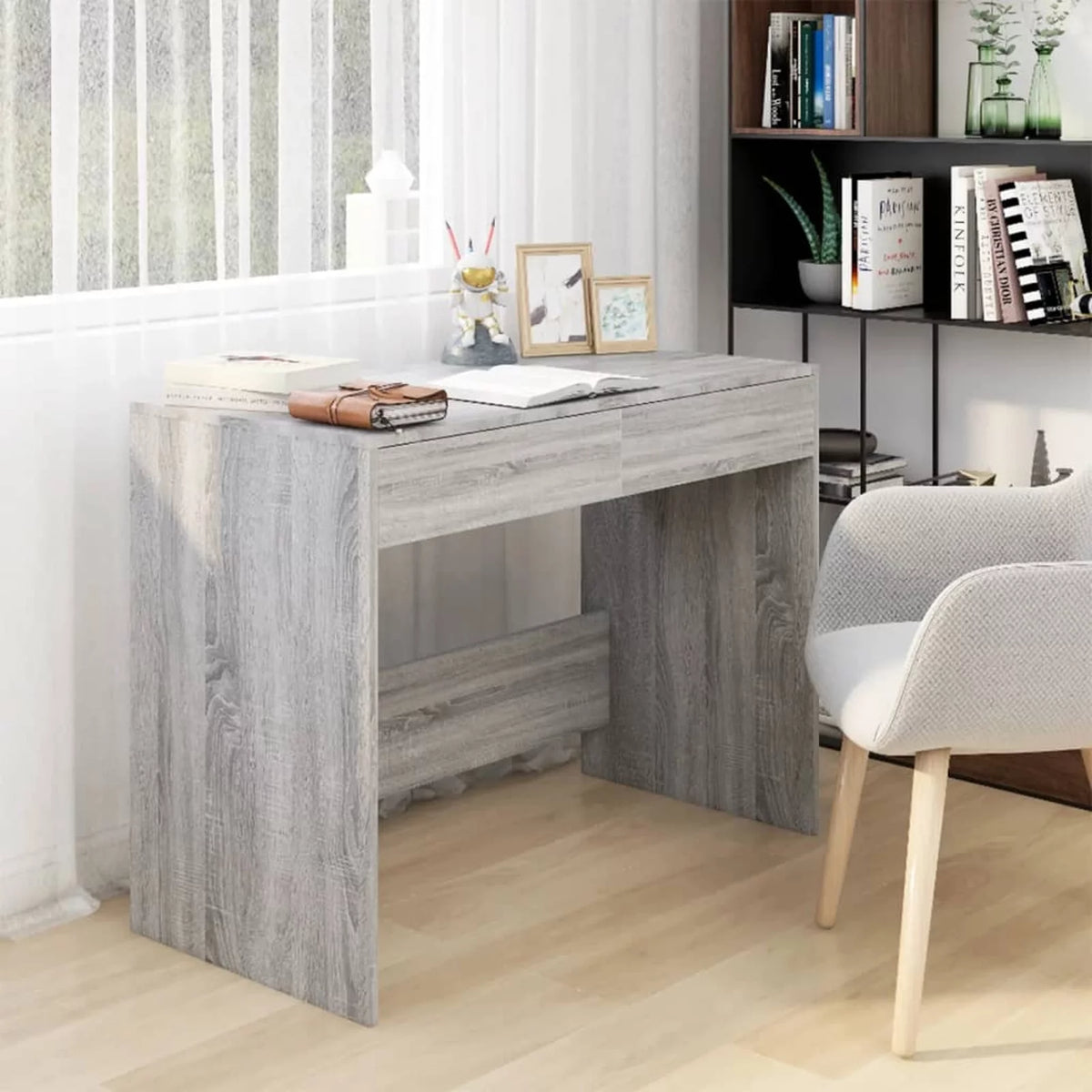 Gray Engineered Wood Writing Desk B3337