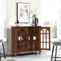 Wood Sideboard Cabinet with Glass Double Doors and Adjustable Shelves R184