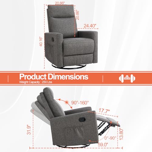 Light Grey Massage Recliner Chair with Lumbar Support S1757