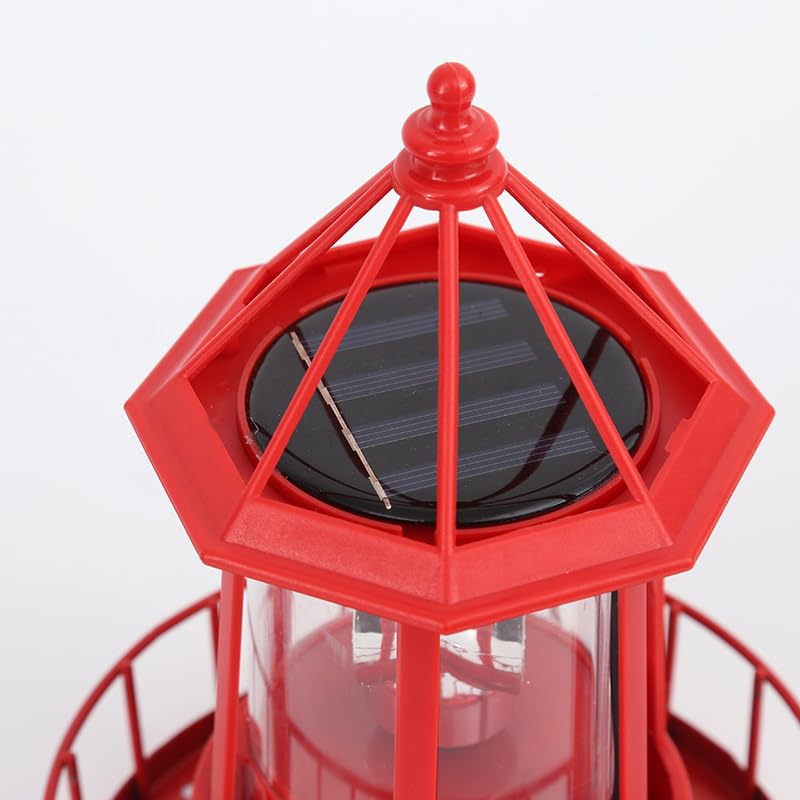 Red Rotating Solar Lighthouse Light, IP65 Waterproof N314722