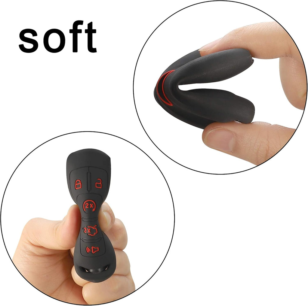 2Pcs Silicone Smart Key Fobs Remote Covers Case (Black) A35345