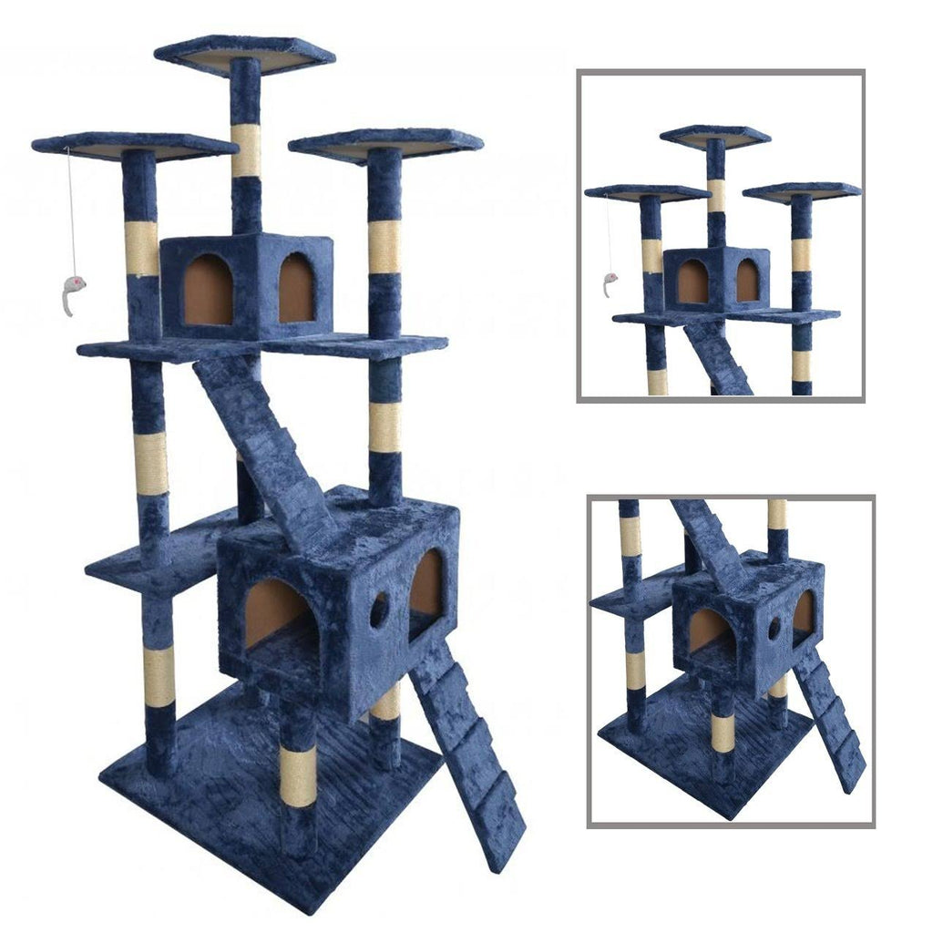 Navy Cat Tree Scratcher Play House Condo Furniture A1132