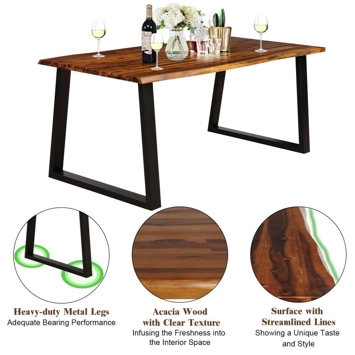 Brown Rectangular Acacia Wood Dining Table C8466
