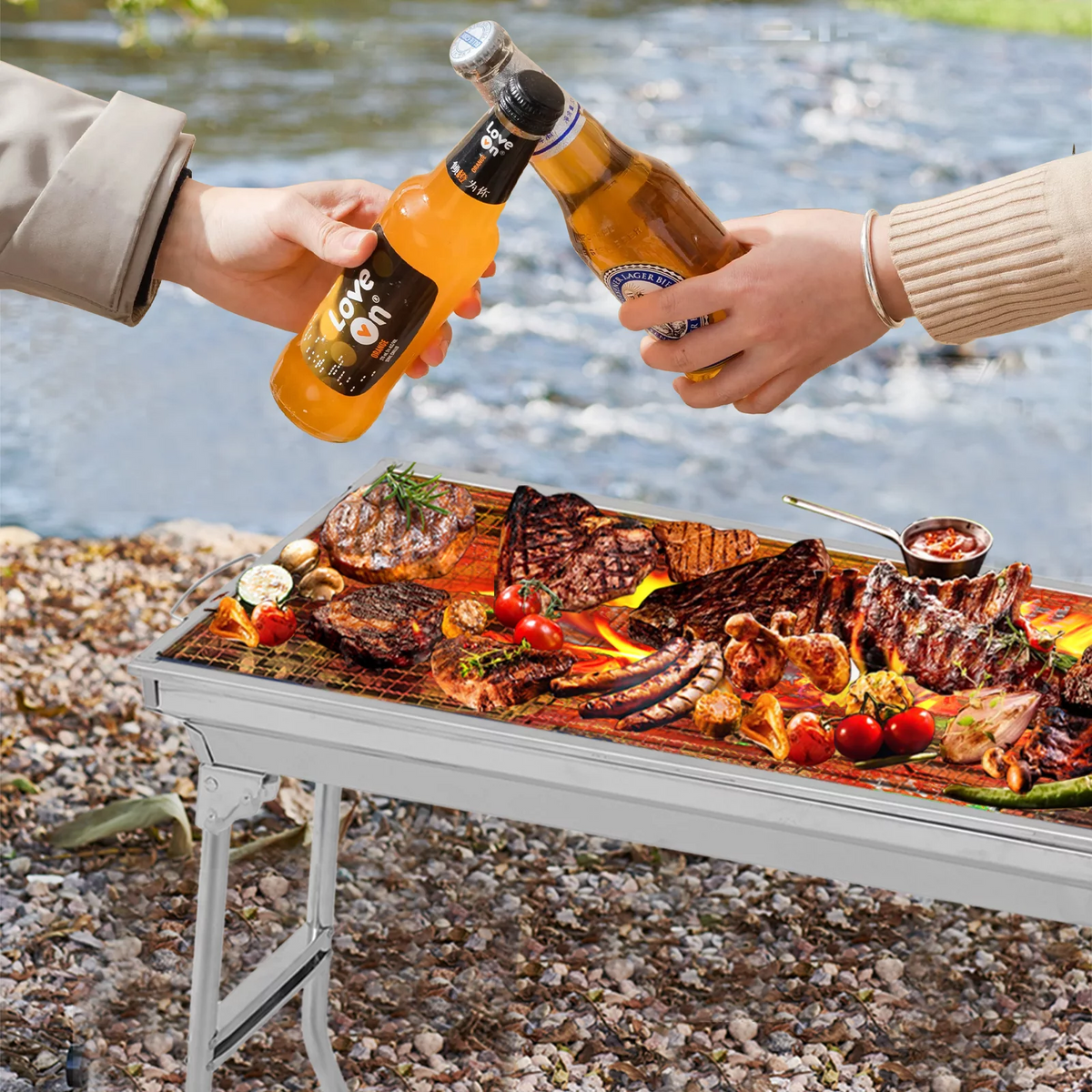 Portable Foldable Stainless Steel Charcoal Barbecue Grill M68117