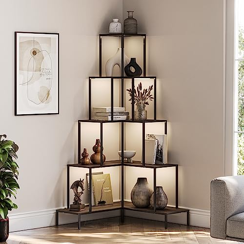5-Tier Corner Bookshelf with RGB Light N103